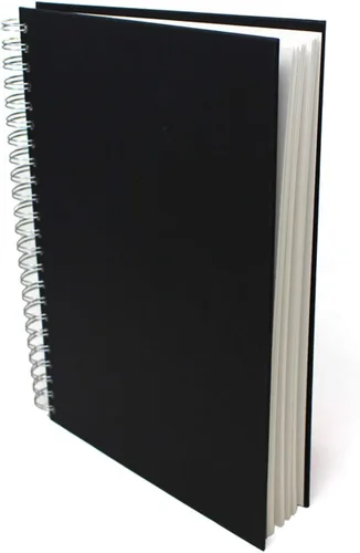 Artway Studio - Cuaderno de bocetos A4 con espiral - Retrato - 96 caras/48 páginas de papel de cartucho de 6.00 oz/m² - Cuaderno de bocetos negro