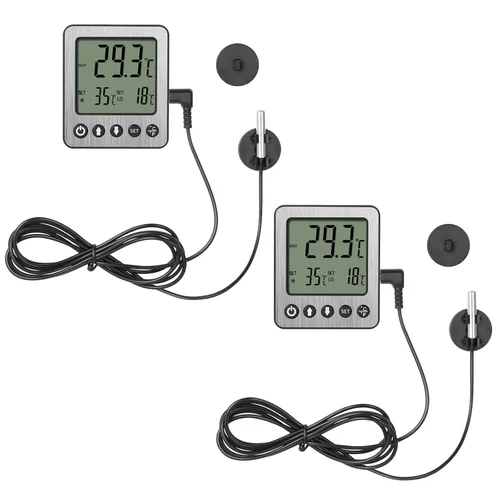 Miniatura 10 de Termómetro para refrigerador, alarma de congelador, termómetro digital para congelador con sensor adicional, alarma de alta y baja temperatura