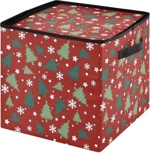 Miniatura 19 de Cesta de almacenamiento para adornos de Navidad, búfalo a cuadros, negro y blanco, contenedor de almacenamiento de invierno con separadores