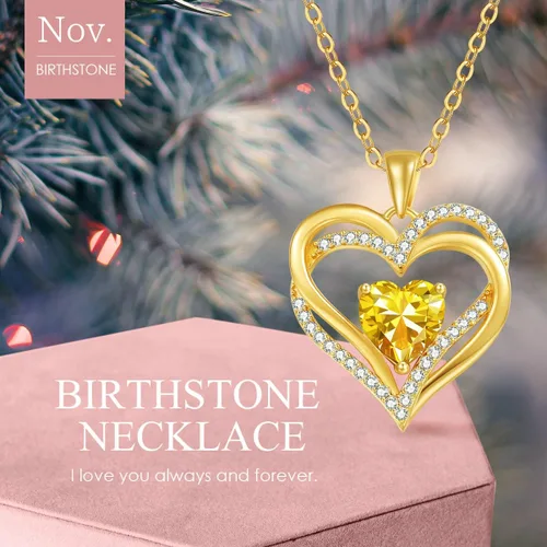 Miniatura 4 de CDE Collares de corazón para mujer, plata esterlina 925, dije de piedra natal, aniversario, cumpleaños, Navidad, día de San Valentín, joyería