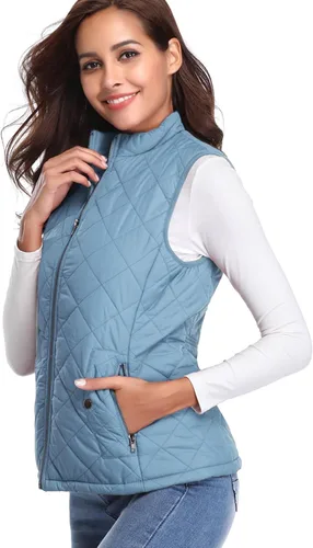 Miniatura 2 de Fuinloth - Chaleco acolchado para mujer, diseño de cuello alto, ligero, con cierre