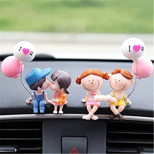 Miniatura 10 de Lindos adornos para pareja, decoración de automóvil, linda acción de caricaturas para parejas, decoración de tablero de automóvil de dibujos