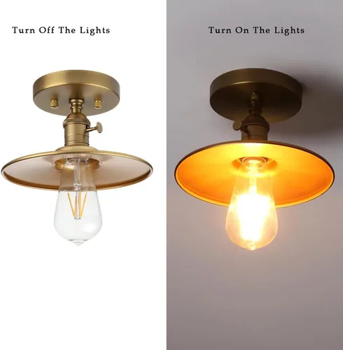 Miniatura 8 de Phansthy Lámpara colgante de techo E26 vintage con pantalla de metal colgante semiempotrada, lámpara colgante industrial Edison para cocina