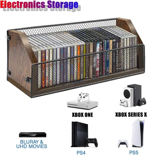 Miniatura 7 de Estante de almacenamiento de CD, organizador de CD de madera con capacidad para 64 CD (32 cada uno), estante retro para CD de escritorio, perfecto