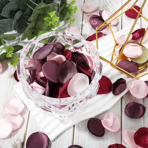 Miniatura 7 de Whaline 400 pétalos de rosa de seda, pétalos de flores artificiales dispersos para el día de San Valentín, despedida de soltera, noche romántica