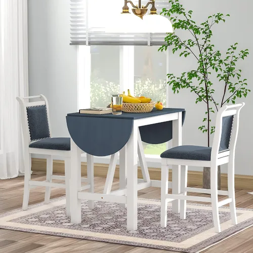 Miniatura 12 de Moderno juego de comedor de 5 piezas con encimera y altura de barra, mesa de comedor y 4 sillas, adecuado para comedor, cocina, bar (beige @A ~)