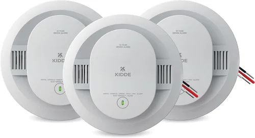 Kidde Detector de humo, cableado con batería de reserva de 10 años, interconectable, luces de estado LED, alarma de 85 dB, 5 pulgadas, 20SA10,