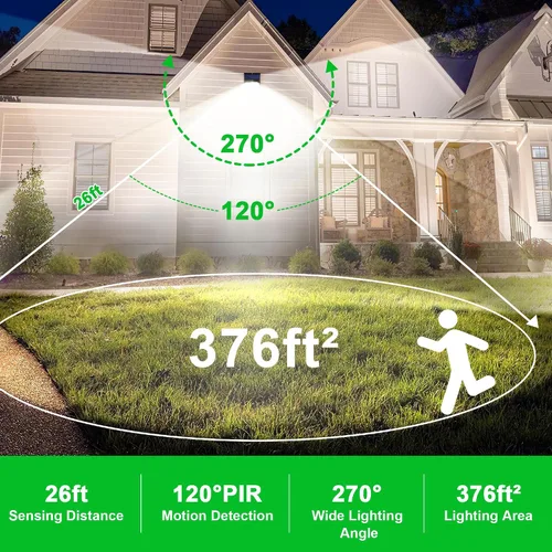 Miniatura 7 de Luces solares al aire libre, luz de pared con sensor de movimiento de 72 LED, IP65 impermeable y 3 modos de iluminación, luz de seguridad