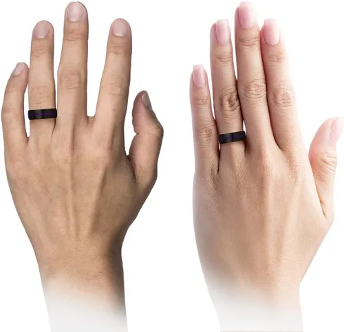 Miniatura 4 de Chroma Color Collection Anillo de boda de carburo de tungsteno de 0.315in para hombres y mujeres, verde, rojo, fucsia, cobre, verde azulado, azul