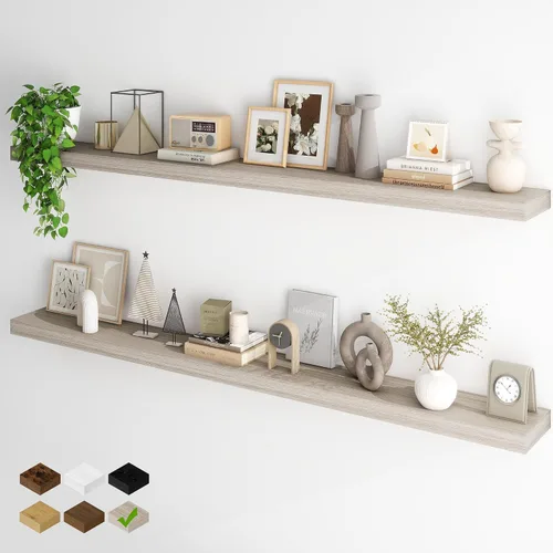 Miniatura 45 de Fun Memories Estantes flotantes para pared, estantes flotantes de 48 pulgadas de largo, juego de 1, estante colgante con soportes invisibles