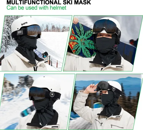 Miniatura 7 de Pasamontañas de esquí, 3 piezas, cubierta completa para hombres y mujeres, transpirable, resistente al viento, pasamontañas para esquí y snowboard