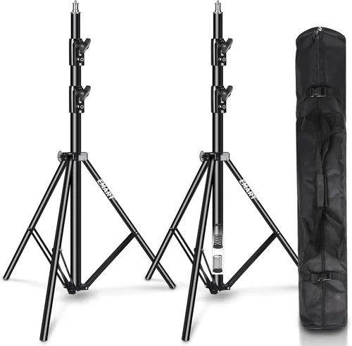 EMART Paquete de 2 soportes de luz resistentes de 8.5 pies, acolchado con resorte, construcción de aluminio, trípode de estudio de video fotográfico