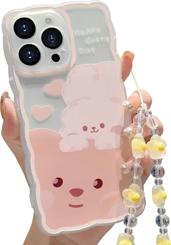 Miniatura 30 de Compatible con iPhone 11 Funda Lindo Dibujos Animados Pequeño Oso Conejo con Lindo Diseño de Cadena para Mujeres Niñas Estético Kawaii Funda Delgada