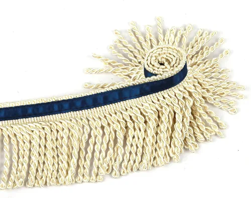 Miniatura 3 de Ribete de Flecos de Lingotes y Adornos 5/10 Yardas X 2.5 Pulgadas de Tela para Costura DIY Decoración para Ropa Flecos Hebreos Dorados con Cinta Azul