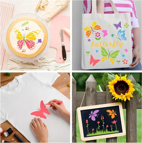 Miniatura 5 de 25 plantillas de mariposa, plantillas de primavera, plantillas de plástico reutilizables, plantillas de manualidades con temática de pintura