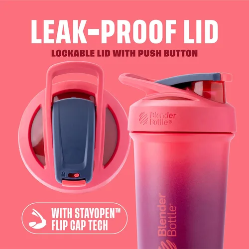 Miniatura 2 de BlenderBottle Sport Sleek - Botella agitadora de acero inoxidable aislada con batidor de alambre, 25 onzas, Sangria Ombre – Batidos de proteínas e