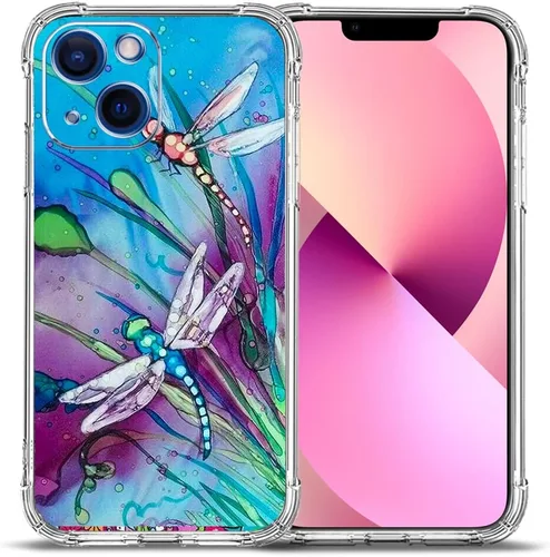 Miniatura 9 de Funda para iPhone 13 Pro Max, protección contra caídas de flores de mariposa azul, rosa, a prueba de golpes, carcasa protectora de cuerpo completo