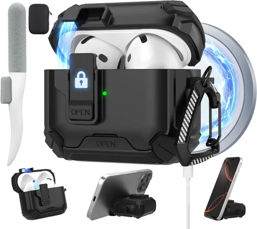 Miniatura 16 de Maxjoy Funda protectora para AirPods 4 2024, funda protectora para AirPods de 4ª generación con bloqueo automático, compatible con MagSafe, Verde