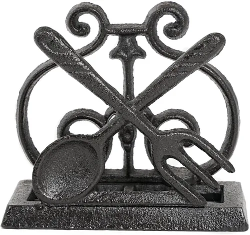 Sungmor Servilletero vintage de hierro fundido, soporte rústico para servilletas de granja, soporte de servilletas de mesa independiente, bonito
