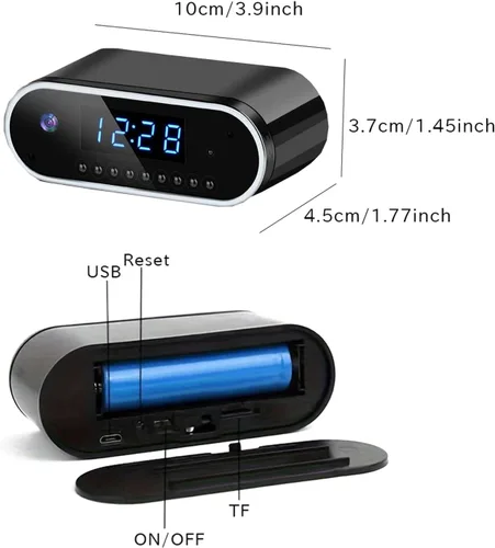 Miniatura 7 de Reloj inalámbrico con cámara oculta, cámara de niñera HD de 1080P con visión nocturna automática para monitoreo del hogar, detección de movimiento