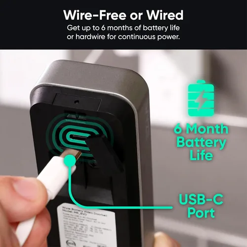 Miniatura 6 de Wyze Timbre de video con batería, cámara inalámbrica, 1536 x 1536 HD+ con visión nocturna a color, audio de 2 vías, vista 1:1 de cabeza a pies