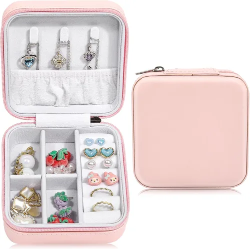 Joyero de viaje, pequeño organizador de joyas de viaje, joyero portátil, mini organizador de almacenamiento, caja de almacenamiento portátil para