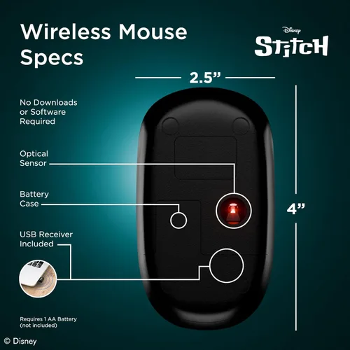 Miniatura 4 de iJoy Disney Lilo and Stitch Ratón Inalámbrico, Ratón Ergonómico Bluetooth Accesorios de Computadora para Computadora Portátil o Mini PC y Regalos