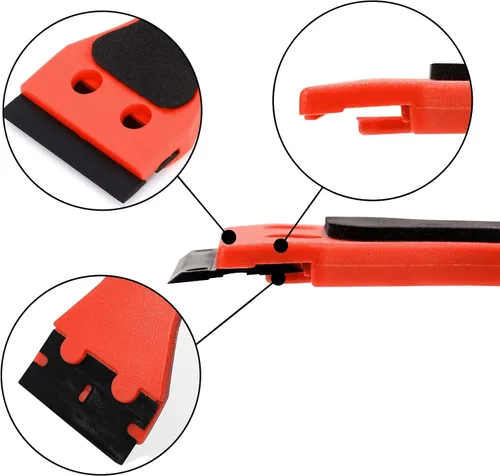 Miniatura 5 de EHDIS 2 raspadores de plástico de 6 pulgadas de mango largo con 100 cuchillas de doble filo para tintado de ventana, raspador de vinilo, adhesivo