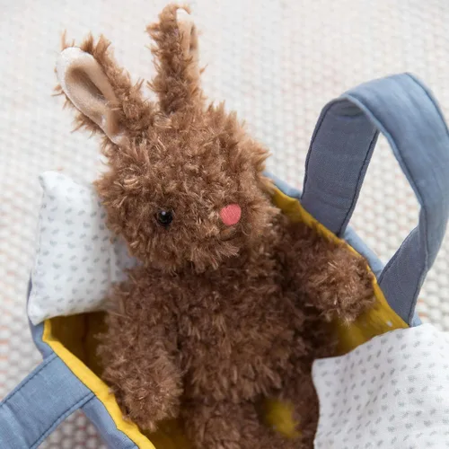 Miniatura 5 de Manhattan Toy Moppettes Beau Bunny - Juego de peluche con conejito de peluche, moisés de tela, manta y almohada