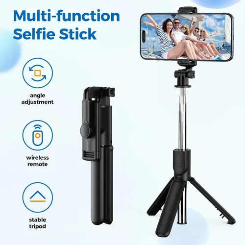 Miniatura 2 de Trípode para selfie, trípode retráctil para selfie stick con control remoto inalámbrico, para fotografía, transmisión en vivo, grabación de video