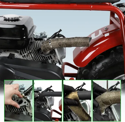 Miniatura 3 de Kit de Tubo de Escape de Cabecera Mejorado para Predator 212cc 196cc 6.5HP GX160 GX200 Coleman Mini Bike BT200X CT200U CT200U-EX KT196 Go Kart Baja