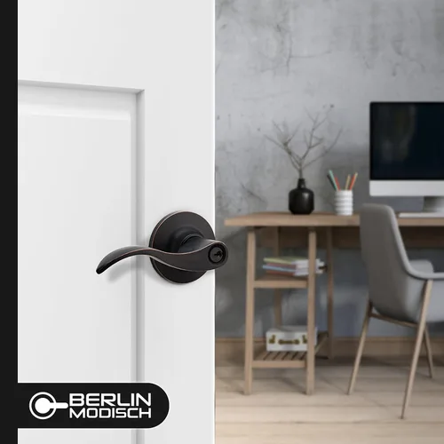 Miniatura 3 de Manivela para puerta Berlin Modisch [Paquete de dos] para armarios con acabado de bronce aceitado, un solo lado, tirador no giratorio Serie Clásica