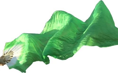 Miniatura 14 de WEISIPU Hand-Made Faux Silk Belly Dance Fan Veils - Bamboo Long Fans Veils Available in 8 Stunning Colors for Dance Performances Right Hand