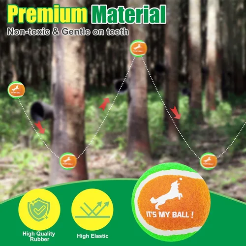 Miniatura 4 de EXPAWLORER Pelotas de tenis chirriantes para perros, paquete de 12 pelotas de perro de alta elasticidad para masticadores agresivos, juguetes