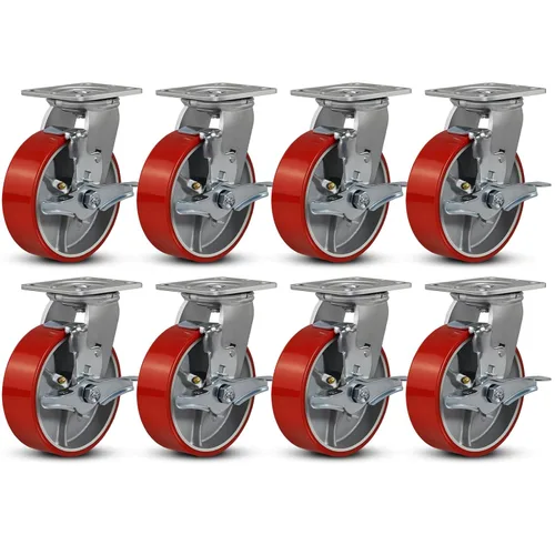 Miniatura 43 de Ruedas industriales de 4 x 2 pulgadas, ruedas resistentes, ruedas de poliuretano, capacidad de hasta 3200 libras. Uso para camión de plataforma