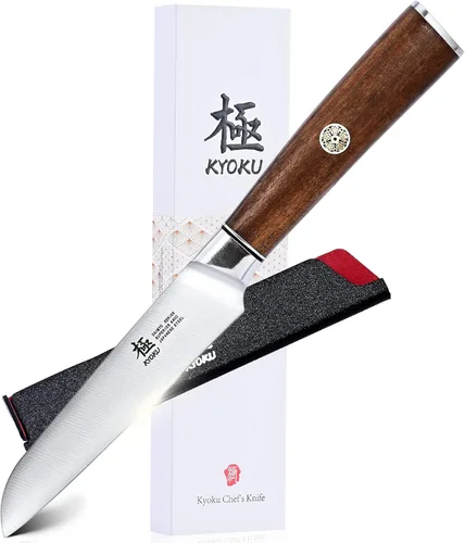 Miniatura 11 de KYOKU Cuchillo Nakiri de 7 Pulgadas - Serie Daimyo - Cuchillo de Verduras con Mango Ergonómico de Palisandro, y Pin de Mosaico - Cuchillo de Cocina