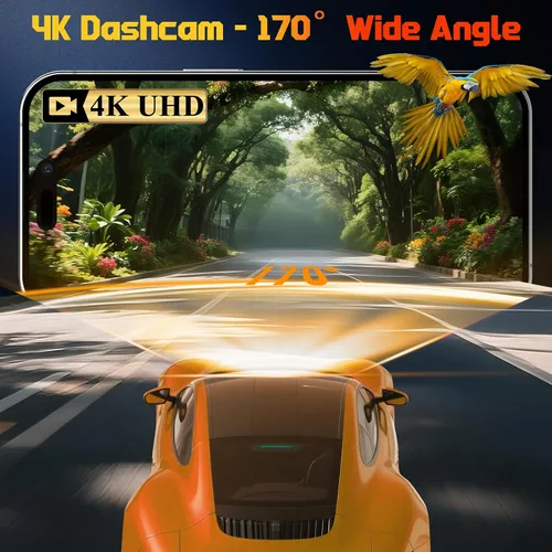 Miniatura 8 de Cámara frontal para automóvil con WiFi integrado y control de aplicación, cámara de tablero 4K con tarjeta gratuita de 32 GB, cámara de tablero