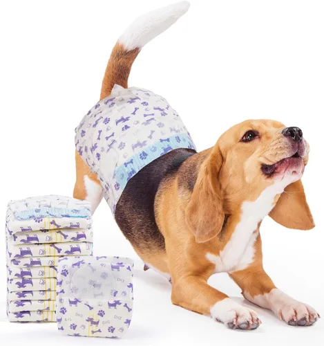 MICOOYO Pañales desechables para perras, pañales para perras, pañal para mascotas súper absorbente con agujero de cola de espuma para el celo,