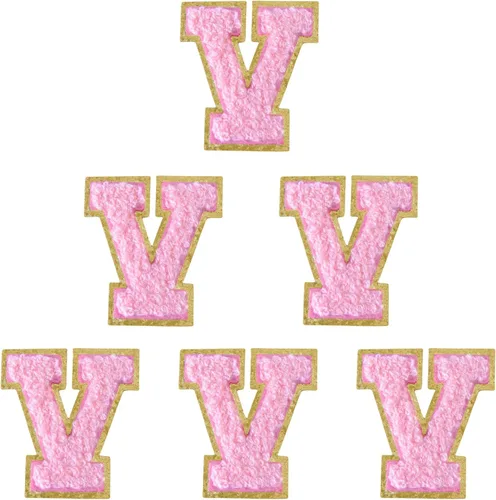 Miniatura 150 de 6 piezas de parches de letras de chenilla autoadhesivas, parches de letras preppy de 2 pulgadas para bolsos, ropa y sombreros, grandes pegatinas