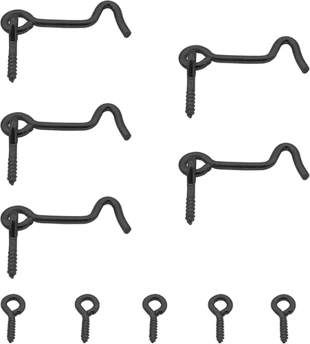 Miniatura 11 de Waziaqoc Pestillo de gancho y ojal de 1.5 pulgadas (5 unidades), cerradura de puerta de granero de hierro resistente, cerradura de privacidad