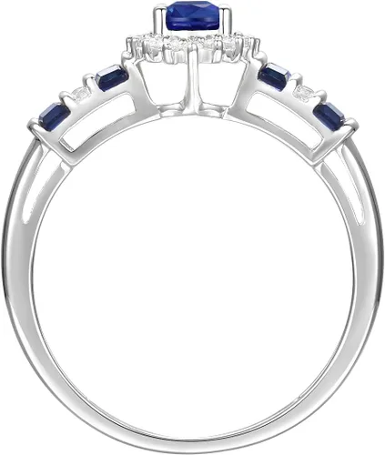 Miniatura 2 de Anillo de diamante de piedra preciosa auténtica, diseño alternativo de gemas y diamantes auténticos, piedra central rodeada de halo de diamantes