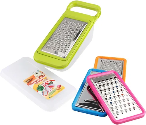 Tenta Kitchen Good Grips - Juego completo de rallador y rebanador 4 en 1, picador de cebolla, cortador de verduras, cortador de frutas y quesos con