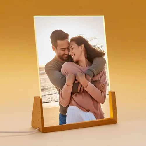 Miniatura 16 de Marco de fotos personalizado con foto, placa acrílica personalizada con base de luz nocturna LED, regalos de cumpleaños de aniversario para familia