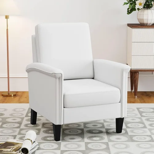 Miniatura 10 de GOFLAME Silla decorativa floral, cómoda silla tapizada con patas de madera de goma y cojín acolchado grueso, sillón individual de respaldo alto