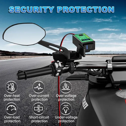 Miniatura 8 de YONHAN Cargador de teléfono USB para motocicleta de 4.8 A, adaptador SAE a USB con voltímetro e interruptor de encendido/apagado, carga rápida