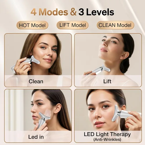 Miniatura 5 de Herramienta de masajeador facial para cara y cuello, herramienta de masajeador facial 7 en 1 con 4 modos, dispositivo de belleza masaje facial