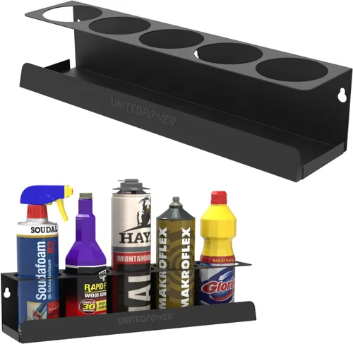 UNITEDPOWER Soporte para 5 latas de aerosol, estante de almacenamiento de botellas de pintura, estante de montaje en pared de acero, organizador de