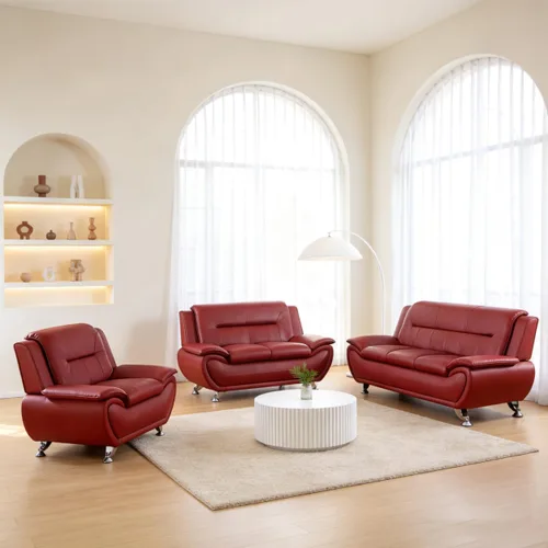 Sofá modular de cuero, muebles de sala de estar, juego de sofá de 3 piezas, sofá modular moderno de piel sintética con patas resistentes para sala