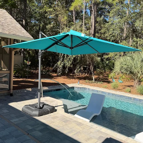 Miniatura 81 de PURPLE LEAF Sombrilla de Patio de 8 Pies para Exteriores Sombrilla Cantilever Cuadrada de Aluminio Sombrilla Offset con Rotación de 360 Grados