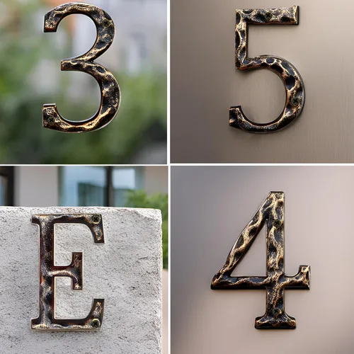 Miniatura 6 de Números y letras de casa de 5.5 pulgadas, número de dirección de casa de metal de hierro fundido altamente visible para buzón de oficina de calle